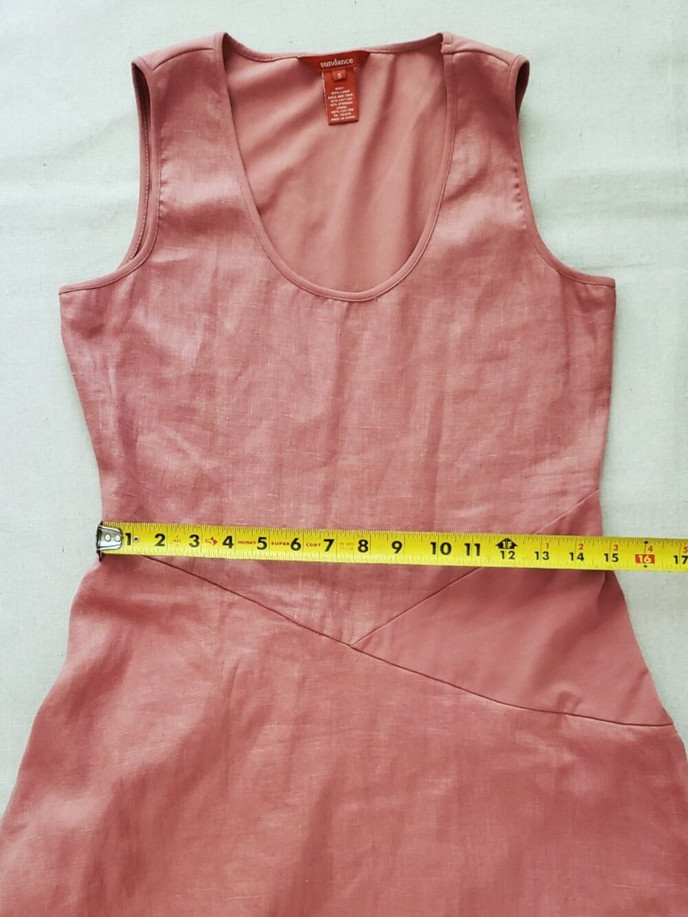 Sundance Women Sz S Dress 100% Linen Asymmetrical Layered Sleeveless Blush Pink - Picture 6 of 12